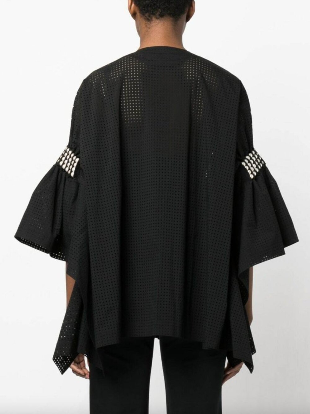 $1936 Junya Watanabe Black Perforated Faux Pearl Embellished Shirt size Medium - Picture 2 of 11